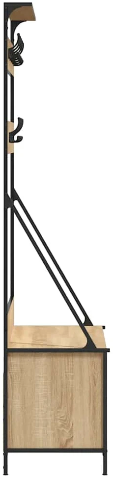 Drabužių kabykla su batų lentynomis, ąžuolo, 100x41x184cm