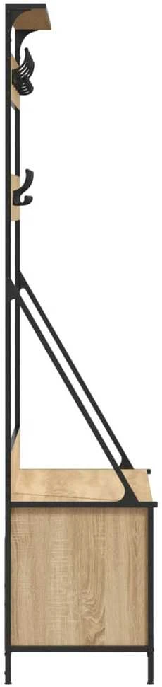 Drabužių kabykla su batų lentynomis, ąžuolo, 100x41x184cm