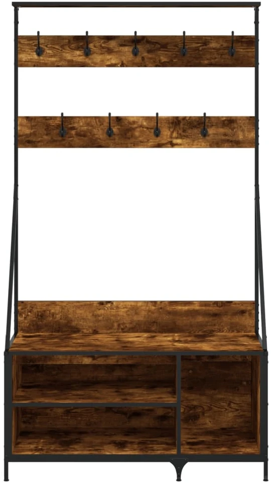 Drabužių kabykla su batų lentynomis, dūminė, 100x41x184cm