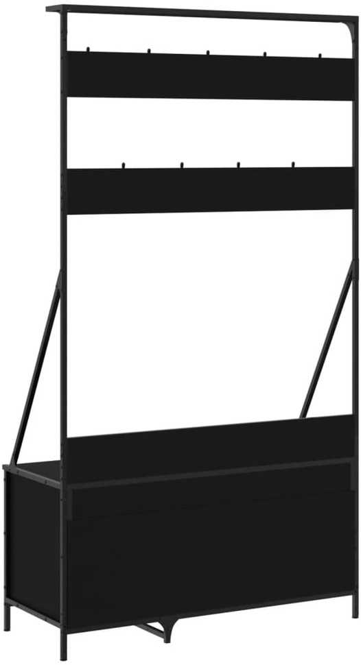 Drabužių kabykla su batų lentynomis, juoda, 100x41x184cm