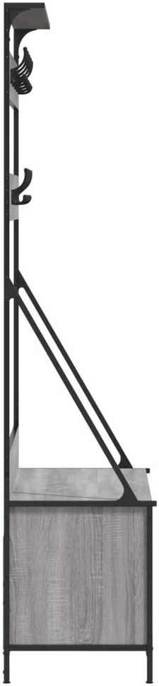 Drabužių kabykla su batų lentynomis, pilka ąžuolo, 100x41x184cm