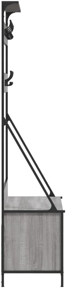 Drabužių kabykla su batų lentynomis, pilka ąžuolo, 100x41x184cm