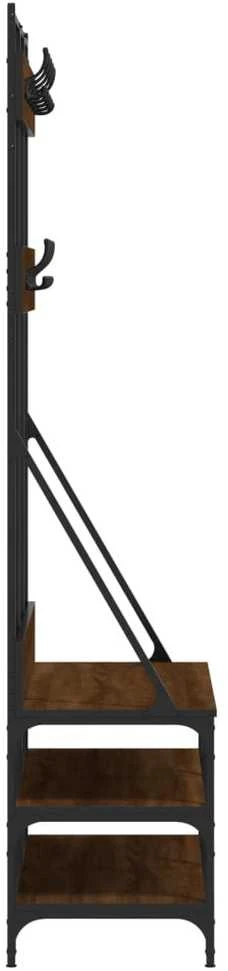Drabužių kabykla su batų lentynomis, ruda ąžuolo, 100x40x184cm