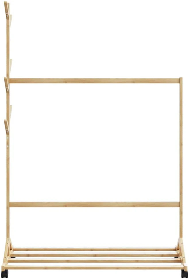drabužių kabykla su kabliukais ir ratukais 100x35x157 cm