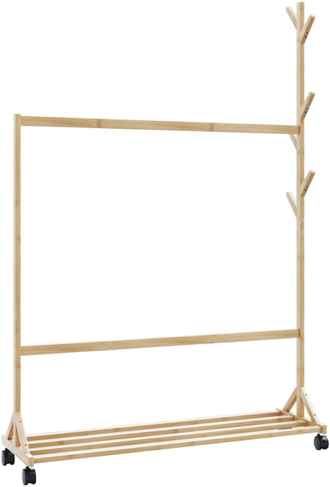 drabužių kabykla su kabliukais ir ratukais 100x35x157 cm