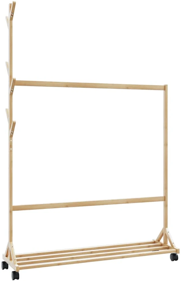 drabužių kabykla su kabliukais ir ratukais 100x35x157 cm