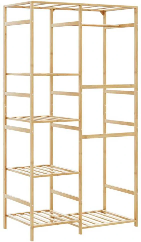 Songmics drabužių kabykla su lentynomis 100x50x184,5 cm bambuko