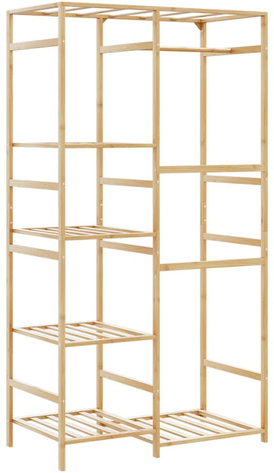Songmics drabužių kabykla su lentynomis 100x50x184,5 cm bambuko