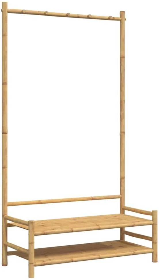 Drabužių kabykla su lentynomis, 103x40x183cm, bambukas