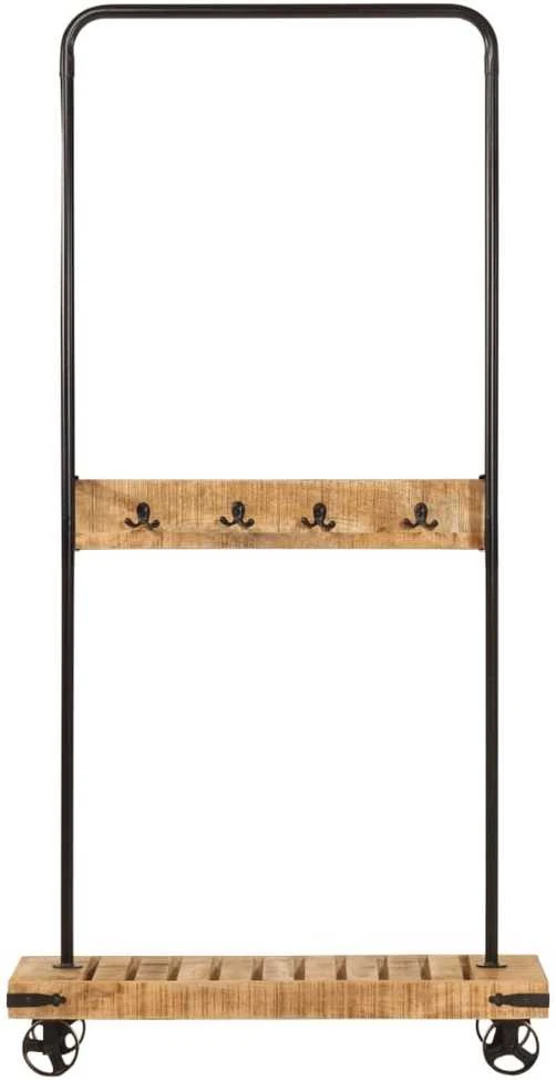 Drabužių kabykla su ratukais, 90x35x190cm, mango ir geležis