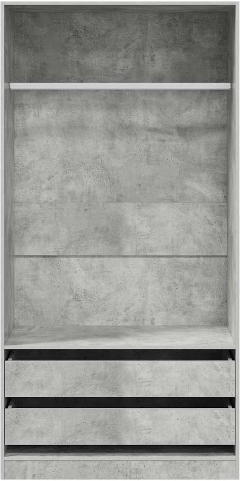 Drabužių spinta, betono pilka, 100x50x200cm, apdirbta mediena
