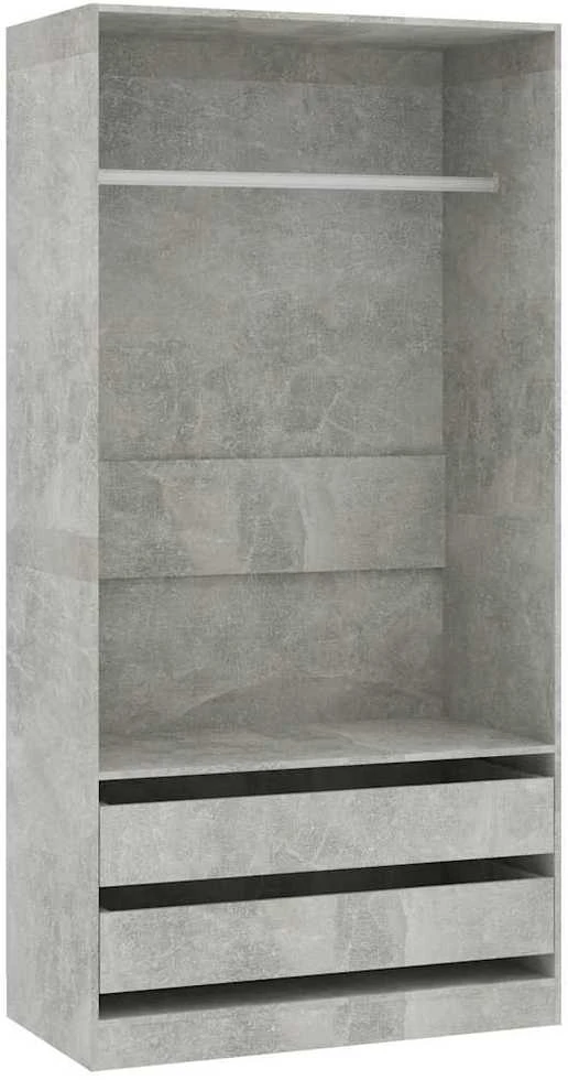 Drabužių spinta, betono pilka, 100x50x200cm, apdirbta mediena