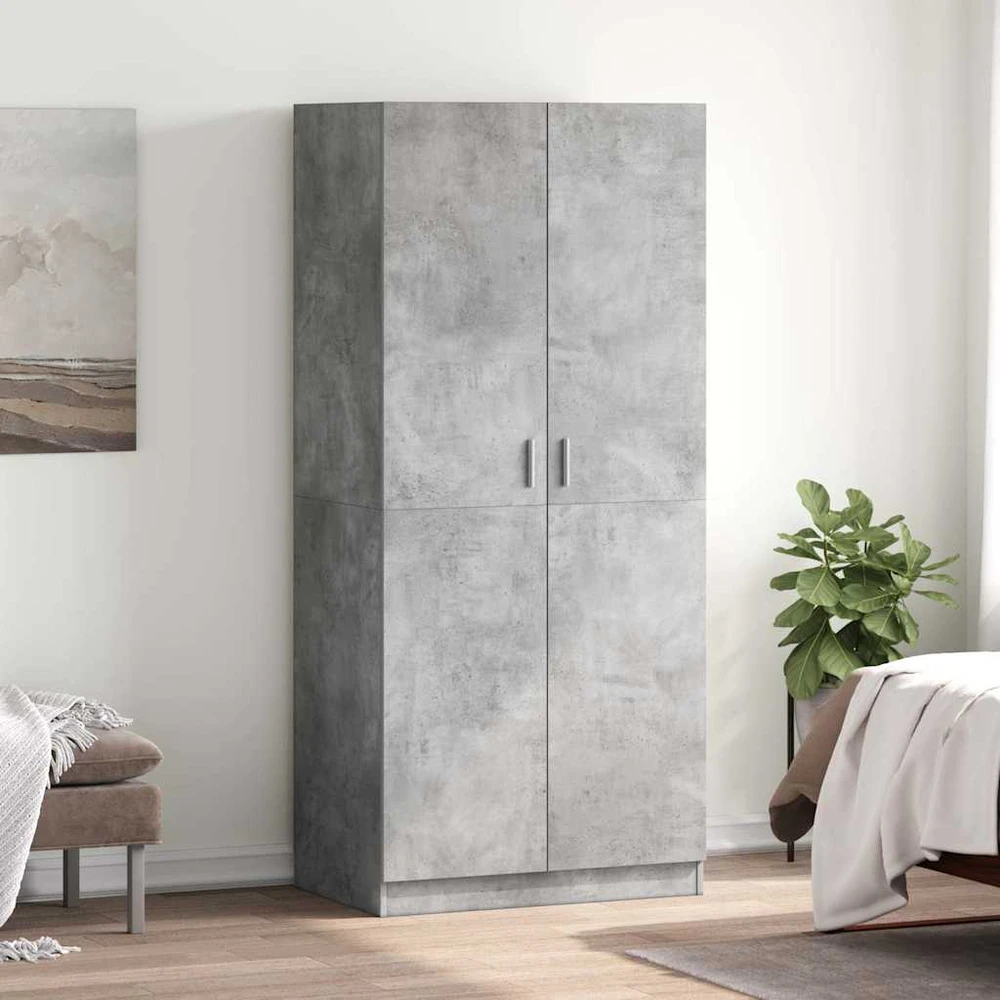Drabužių spinta, betono pilka, 80x52x180cm, apdirbta mediena