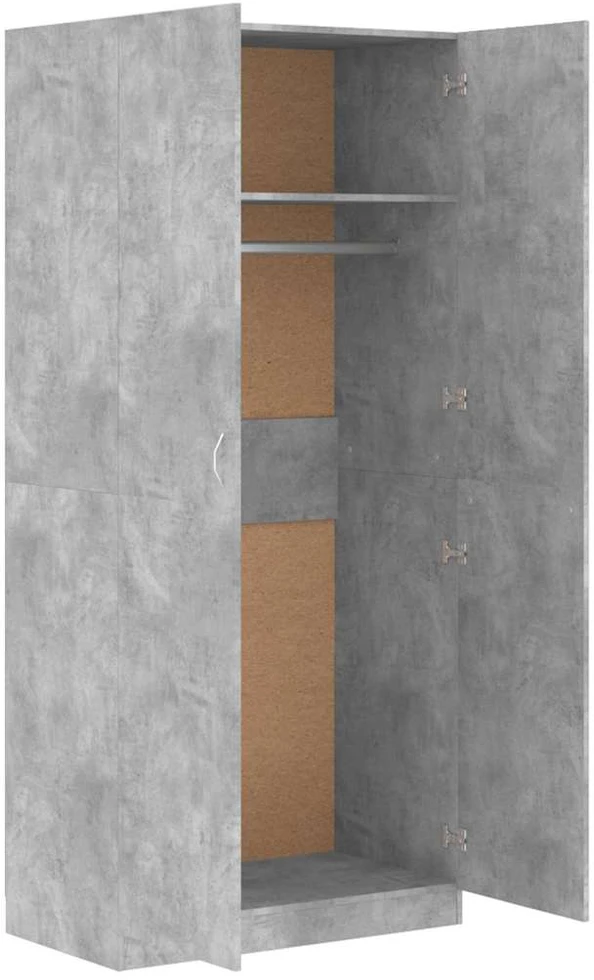 Drabužių spinta, betono pilka, 90x52x200cm, apdirbta mediena