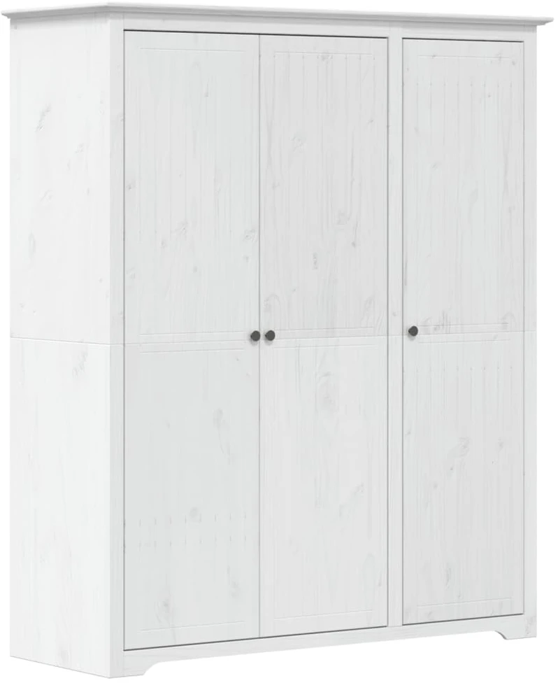 Drabužių spinta BODO, balta, 146x53,5x173 cm, pušies masyvas
