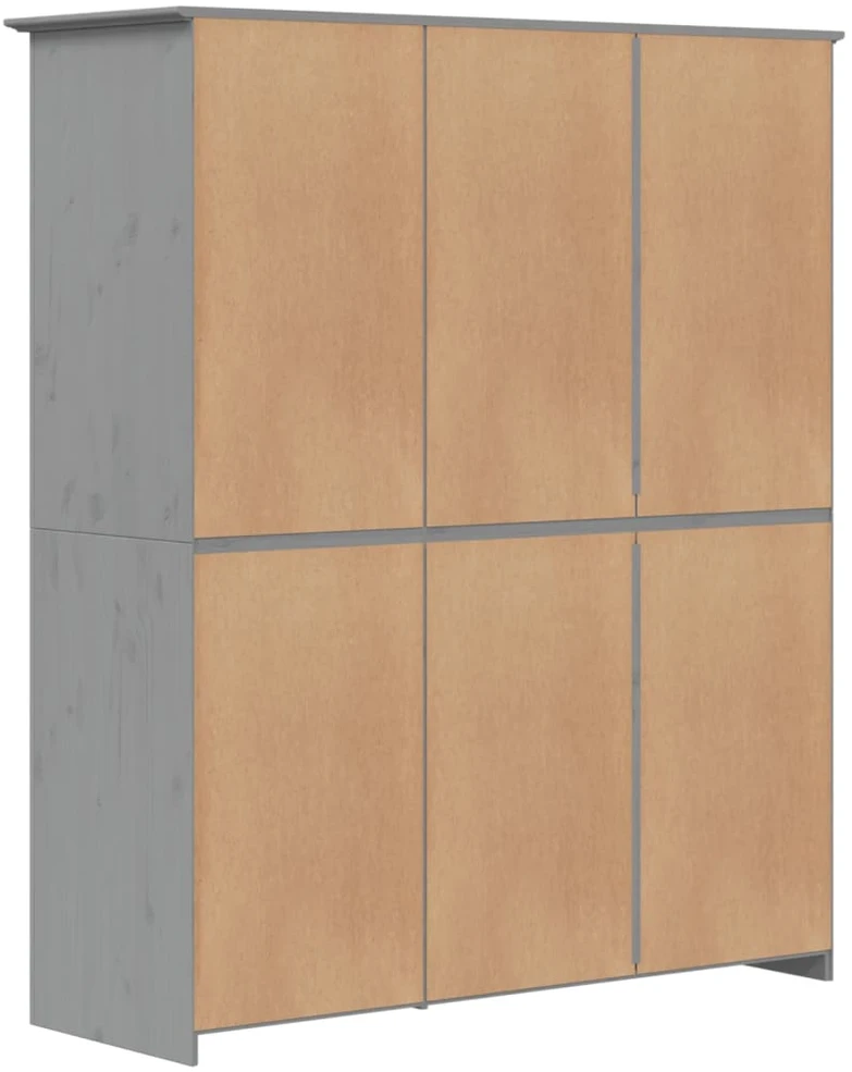 Drabužių spinta BODO, pilka, 146x53,5x173 cm, pušies masyvas