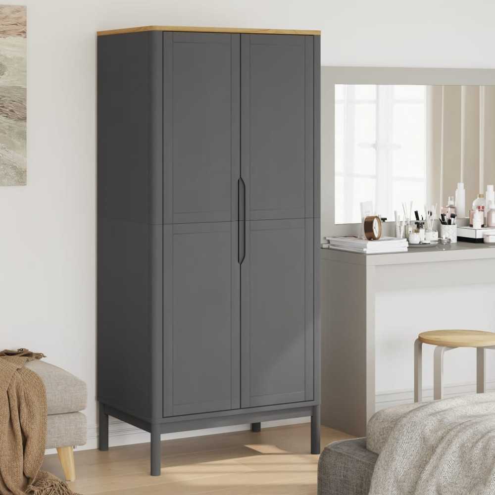 Drabužių spinta FLORO, pilka, 77x53x171cm, pušies masyvas