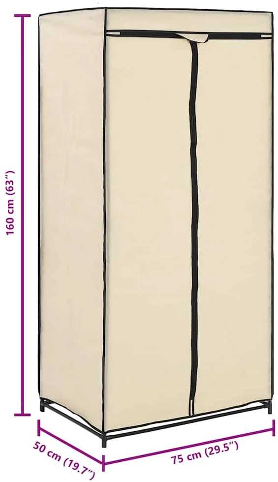 Drabužių spinta, kreminė, 75x50x160cm