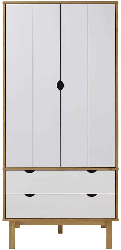 Drabužių spinta OTTA, ruda/balta, 76,5x53x172cm, pušies masyvas