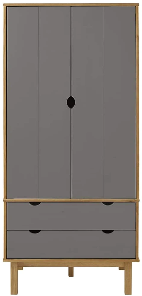 Drabužių spinta OTTA, ruda/pilka, 76,5x53x172cm, pušies masyvas