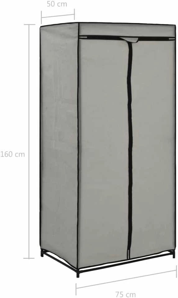 Drabužių spinta, pilka, 75x50x160cm