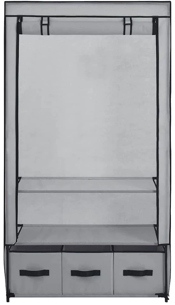 Drabužių spinta, pilka, 87x49x159cm, audinys