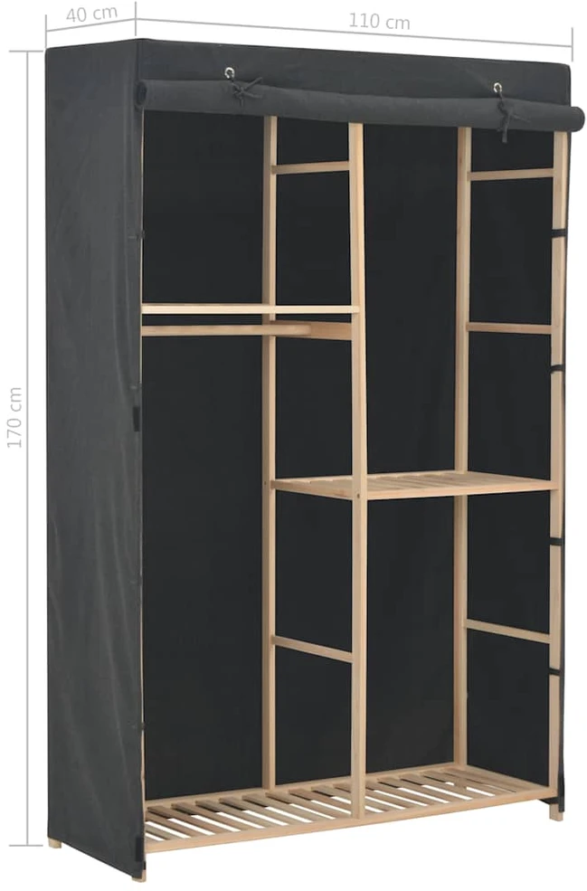 Drabužių spinta, pilkos sp., 110x40x170cm, audinys, 3 lent.