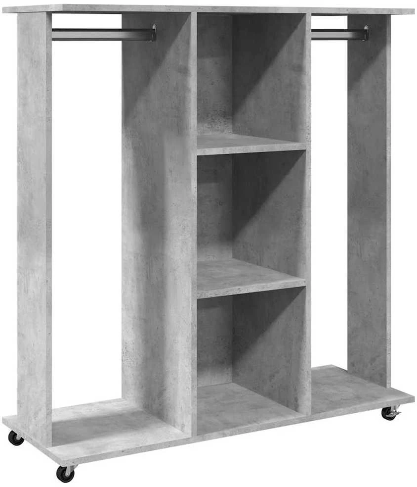 Drabužių spinta su ratukais, betono, 102x38x110cm, mediena