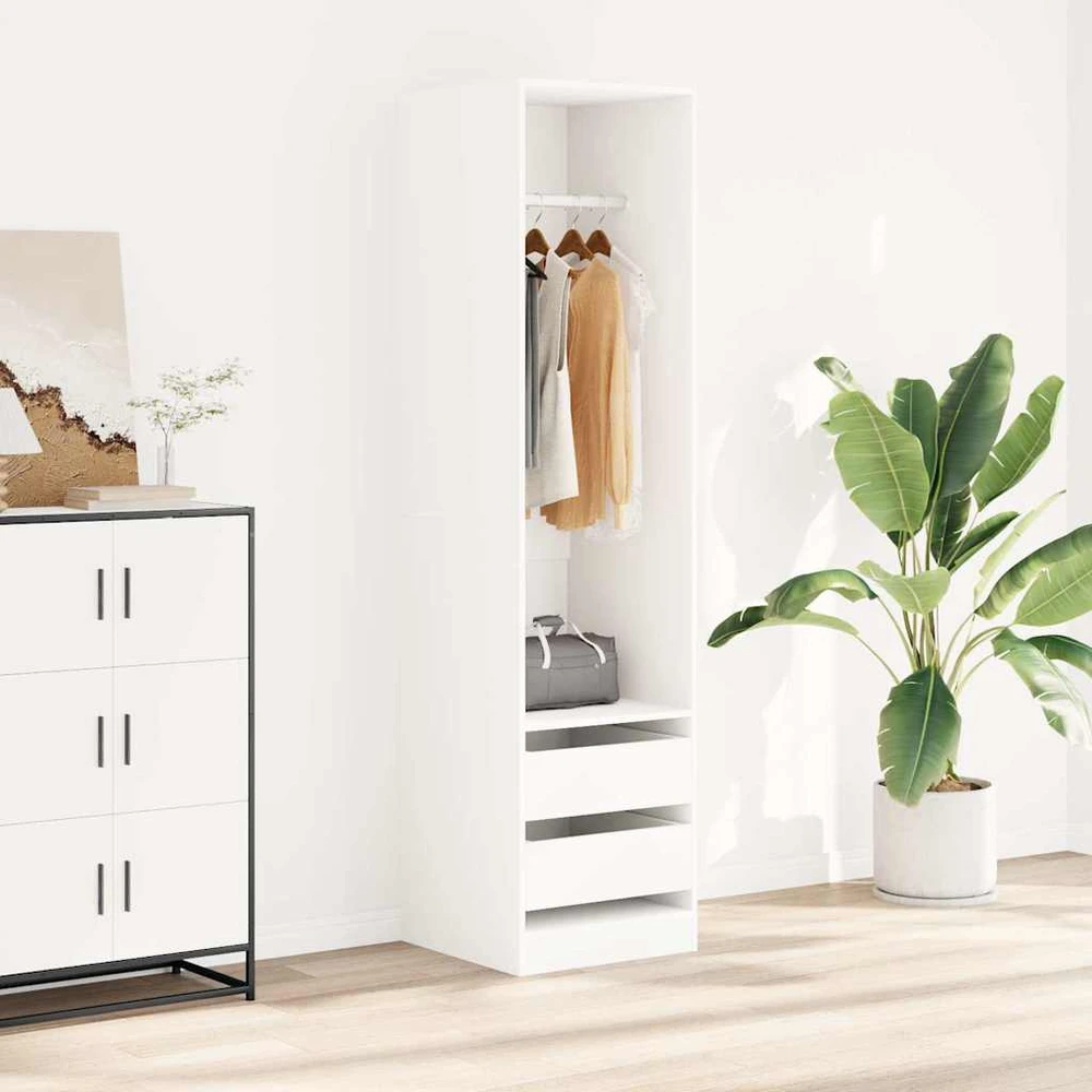 Drabužių spinta su stalčiais, balta, 50x50x200cm, mediena