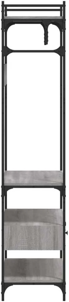 Drabužių spinta su stalčiais, pilka, 89x39x184,5cm, mediena