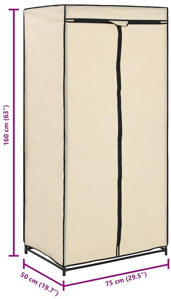 Drabužių spintos, 2vnt., kreminės, 75x50x160cm