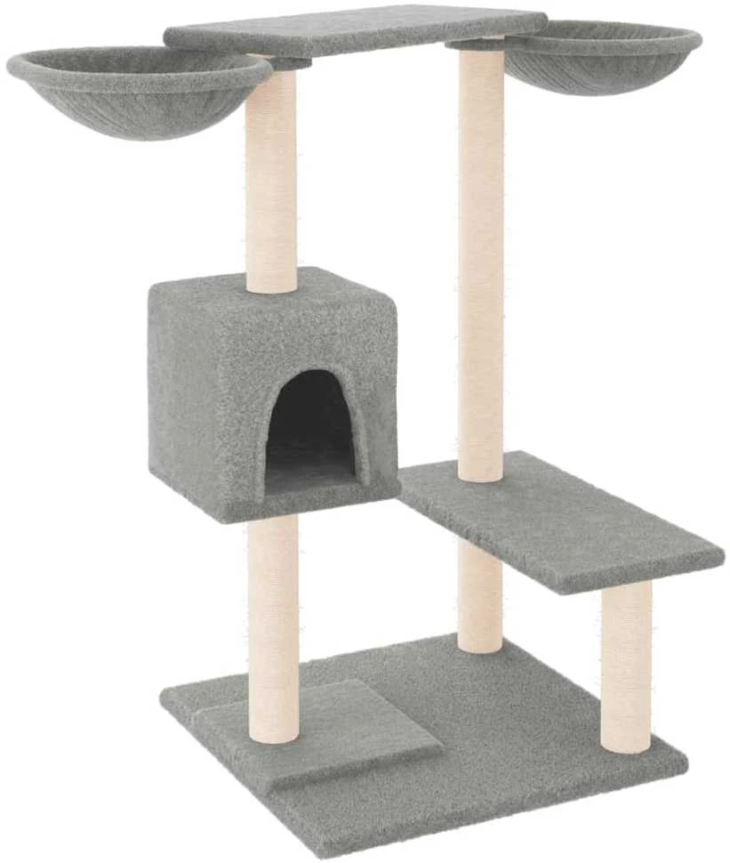 Draskyklė katėms su draskymo stovais, šviesiai pilka, 82cm