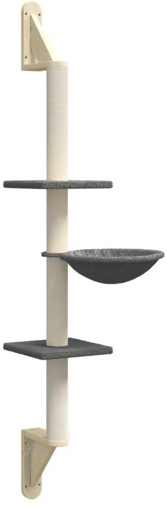Draskyklė katėms su draskymo stovu, tamsiai pilka, 142,5cm