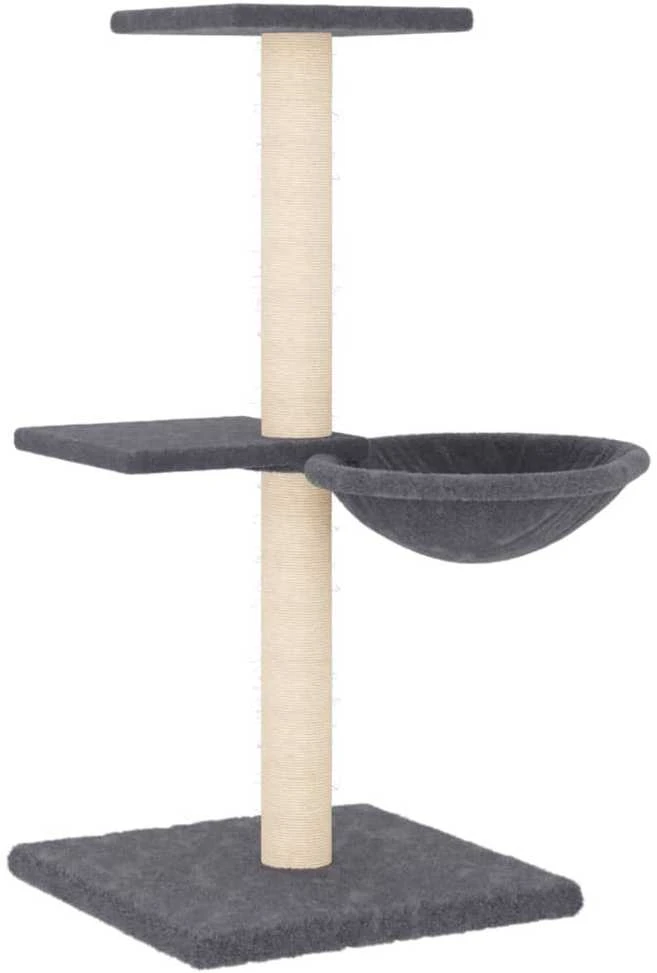 Draskyklė katėms su stovais iš sizalio, tamsiai pilka, 72cm