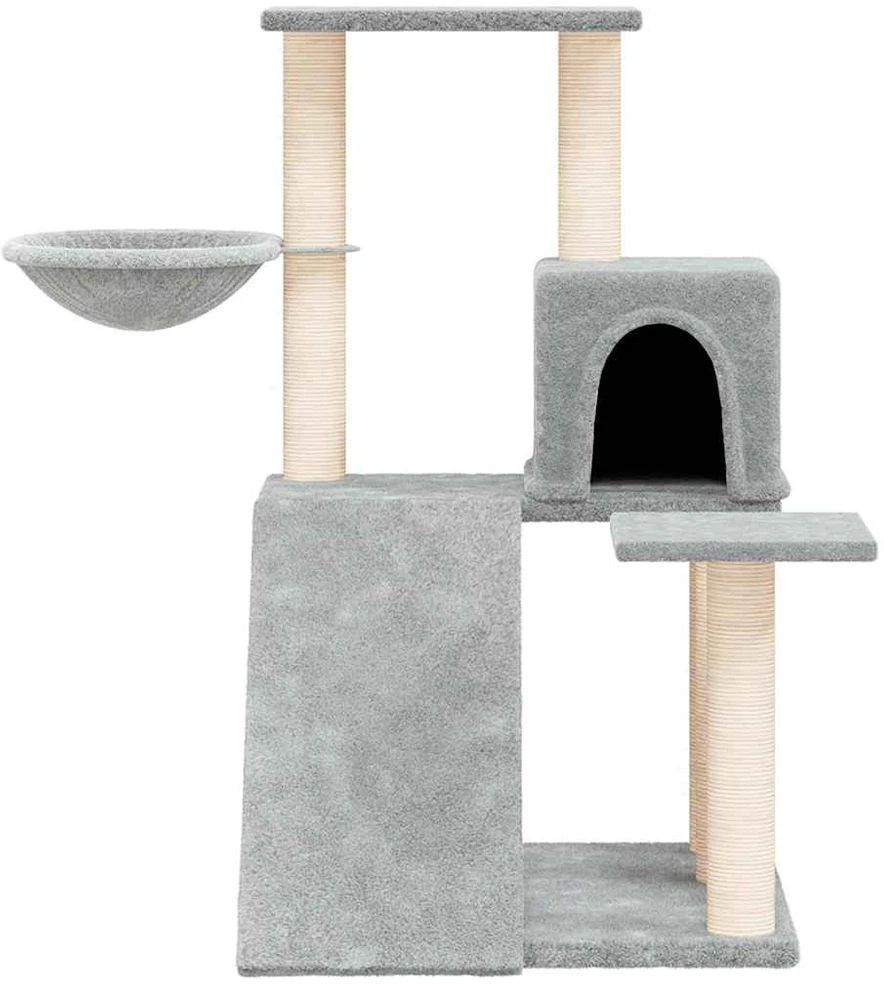 Draskyklė katėms su stovais iš sizalio, šviesiai pilka, 82cm