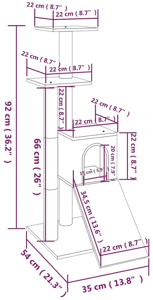 Draskyklė katėms su stovais iš sizalio, tamsiai pilka, 92cm