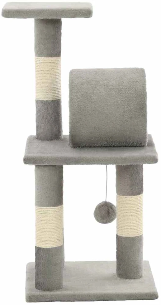 Draskyklė katėms su stovais iš sizalio, 65cm, pilkos spalvos