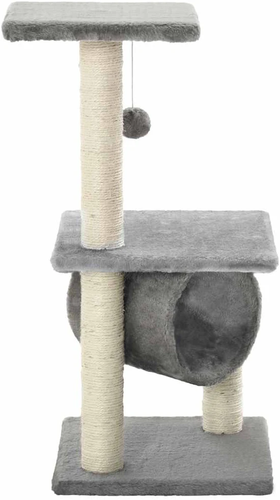 Draskyklė katėms su stovais iš sizalio, 65cm, pilkos spalvos