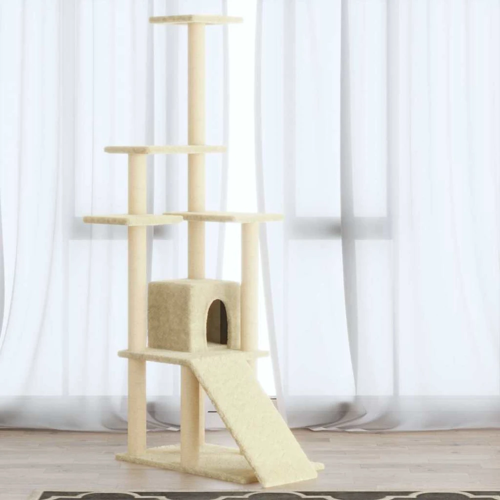 Draskyklė katėms su stovais iš sizalio, kreminės spalvos, 155cm