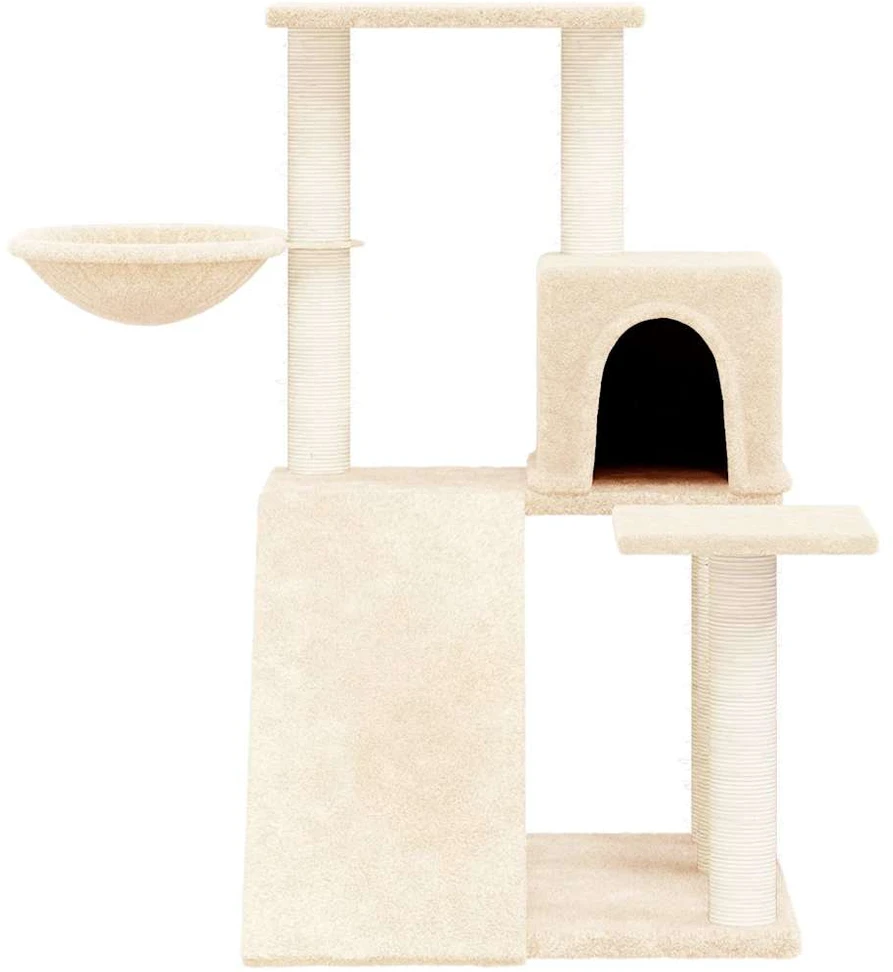 Draskyklė katėms su stovais iš sizalio, kreminės spalvos, 82cm