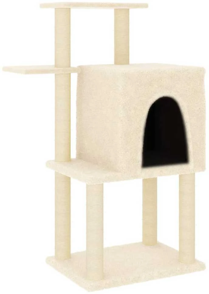 Draskyklė katėms su stovais iš sizalio, kreminės spalvos, 97cm
