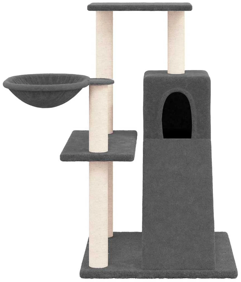 Draskyklė katėms su stovais iš sizalio, tamsiai pilka, 82cm