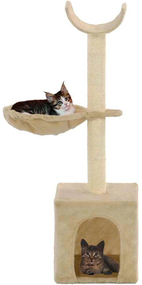 Draskyklė katėms su stovais iš sizalio, 105cm, smėlio sp.