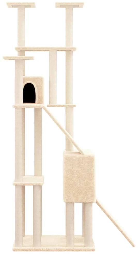Draskyklė katėms su stovais iš sizalio, kreminės spalvos, 190cm