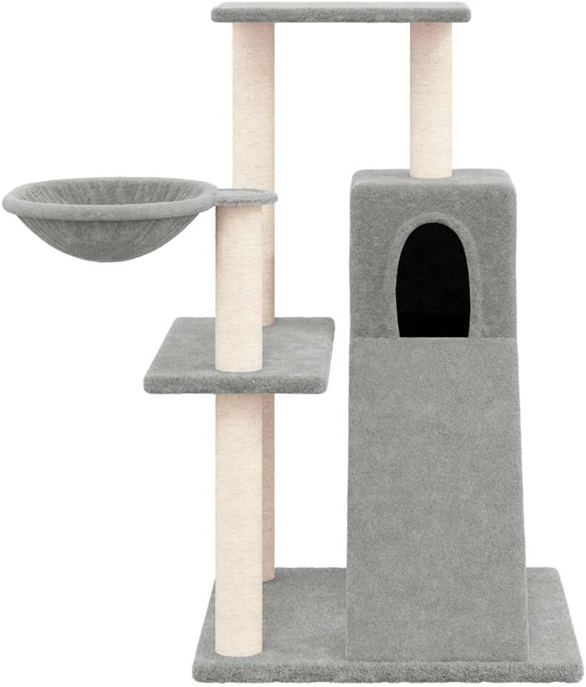 Draskyklė katėms su stovais iš sizalio, šviesiai pilka, 82cm