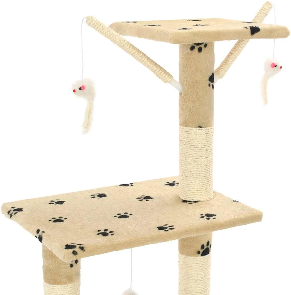 Draskyklė katėms su stovais iš sizalio, 138cm, smėlio sp. pėd.