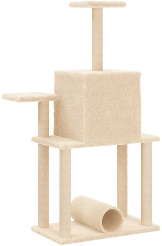 Draskyklė katėms su stovais iš sizalio, kreminės spalvos, 122cm