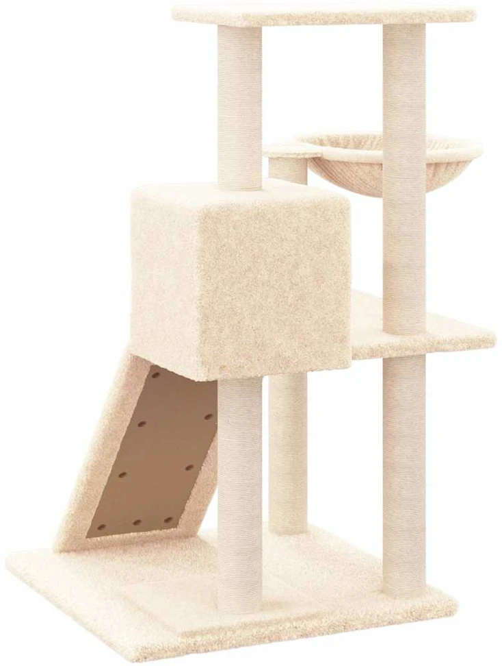 Draskyklė katėms su stovais iš sizalio, kreminės spalvos, 82cm