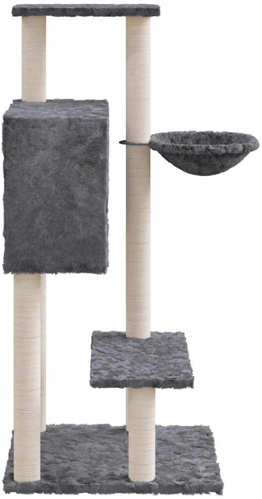 Draskyklė katėms su stovais iš sizalio, tamsiai pilka, 108,5cm