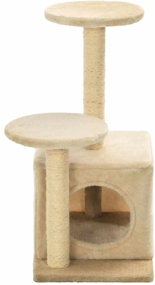 Draskyklė katėms su stovais iš sizalio, 60cm, smėlio spalvos
